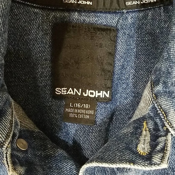 Sean John VTG Women's Denim Jean Jacket SZ L Button front Med Wash - Picture 3 of 7